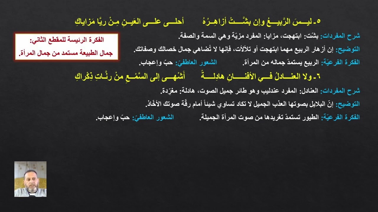 قصيدة رقيقة الخلق - للشاعر شفيق جبري - الشرح والتطبيق