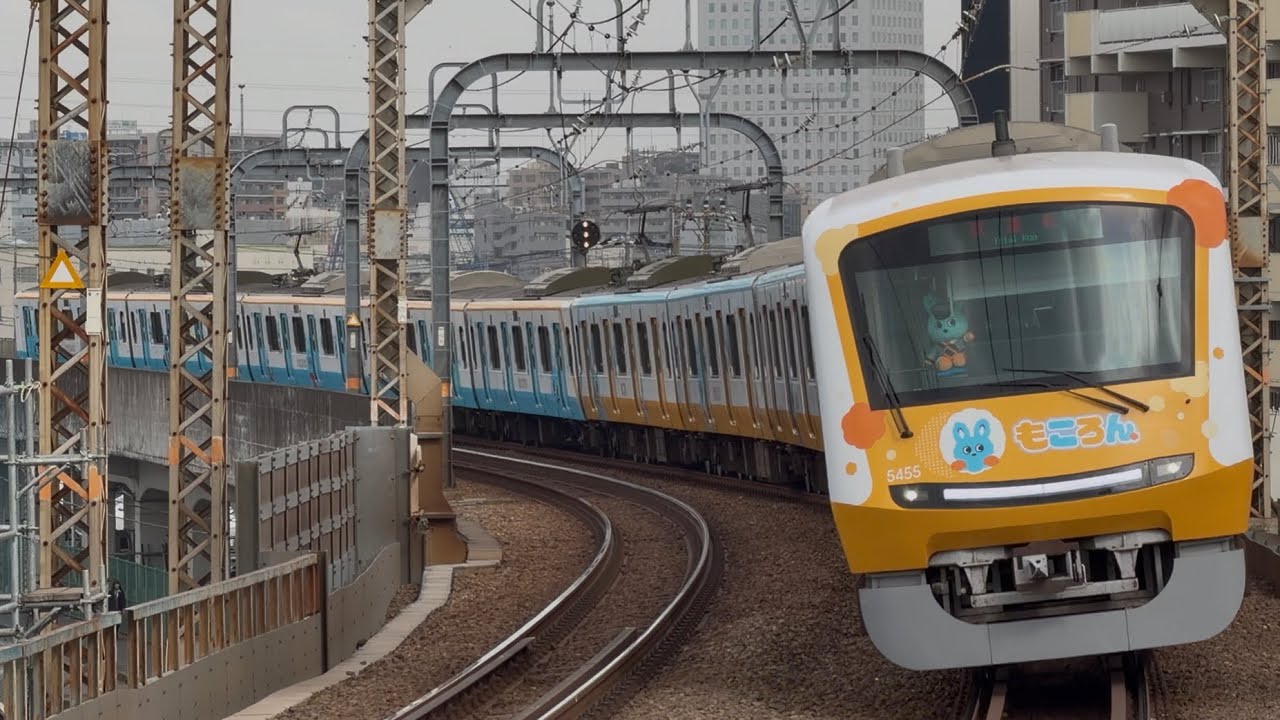 【4K高画質】【5055F（5055×10）4,5号車の車輪交換に伴う大野出場試運転（往路）】小田急5000形5055編成（もころん号）が試運転幕で厚木駅①を通過！（試9959レ）2026.2.24
