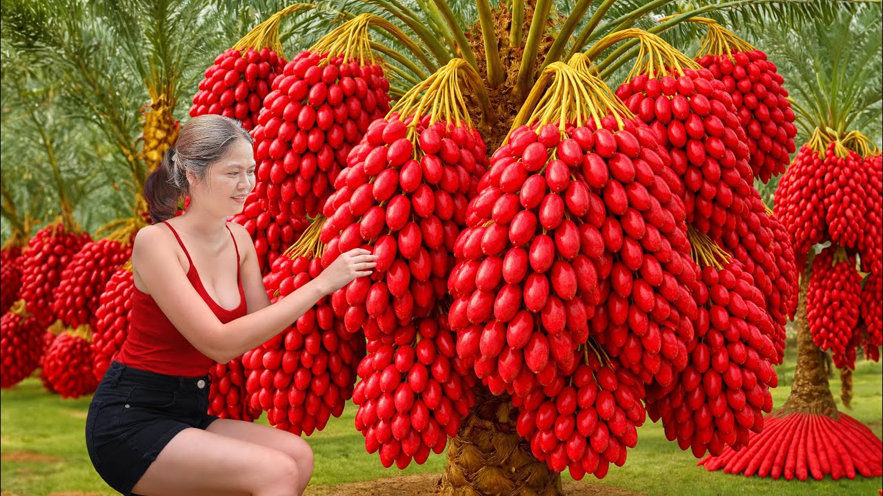 Harvesting Red Areca Nut From Giant Tall Trees - Areca Seed Sweet Soup | Traditional Village Recipe