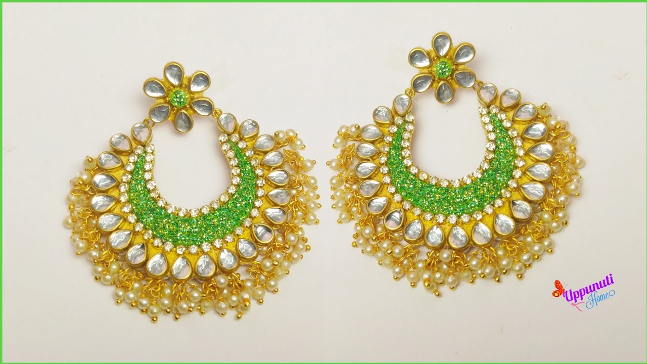 How To Make Designer Earrings At Home | DIY | Pearl Drop Earrings | Handmade Jewelry | uppunutihome