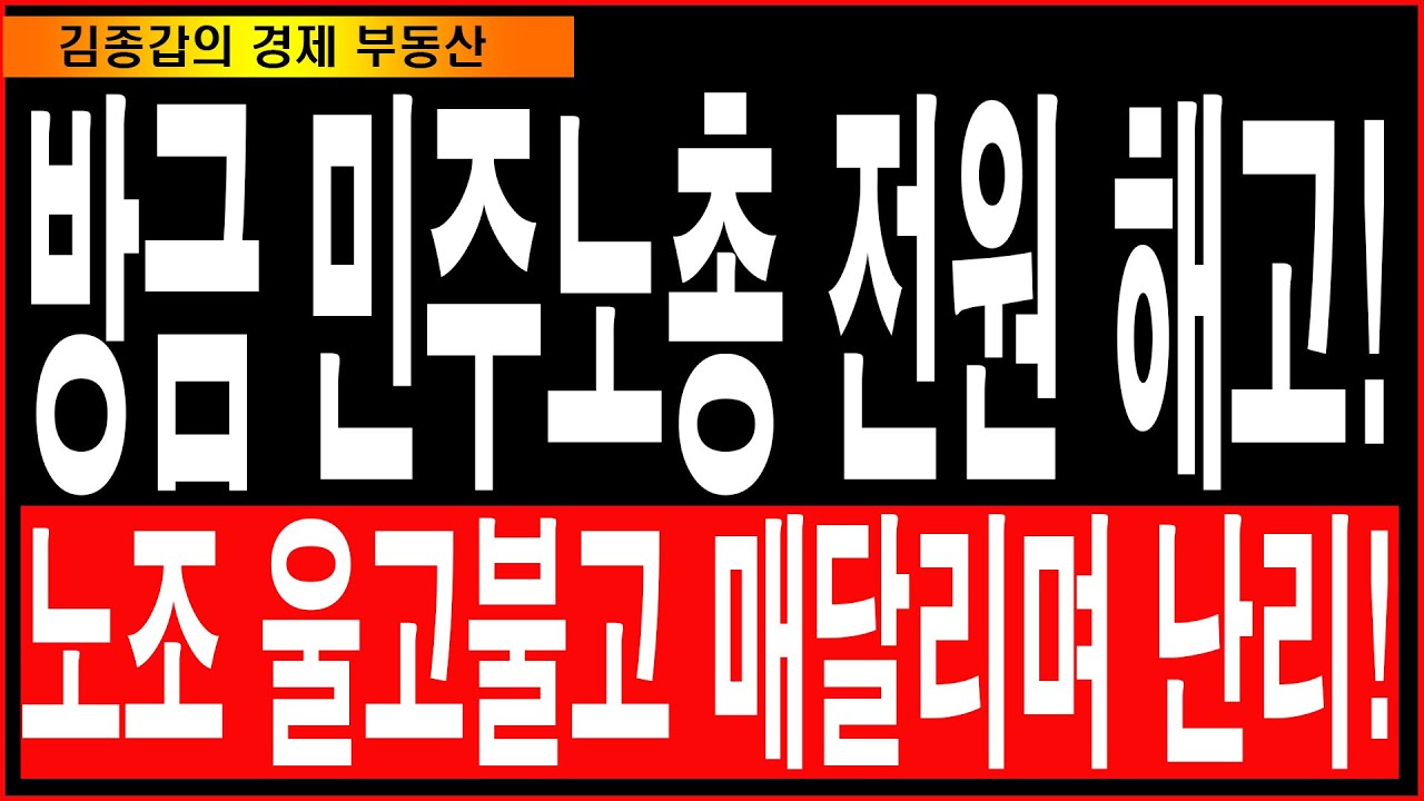 방금 민주노총 전원 해고! 노조 울구불고 매달리며 난리!