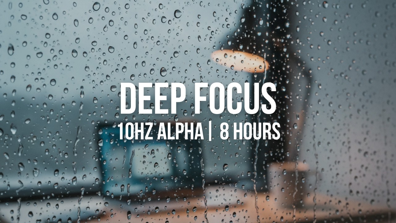10Hz Alpha Waves for Focus | 8 Hours Rain + Binaural Beats for Deep Work