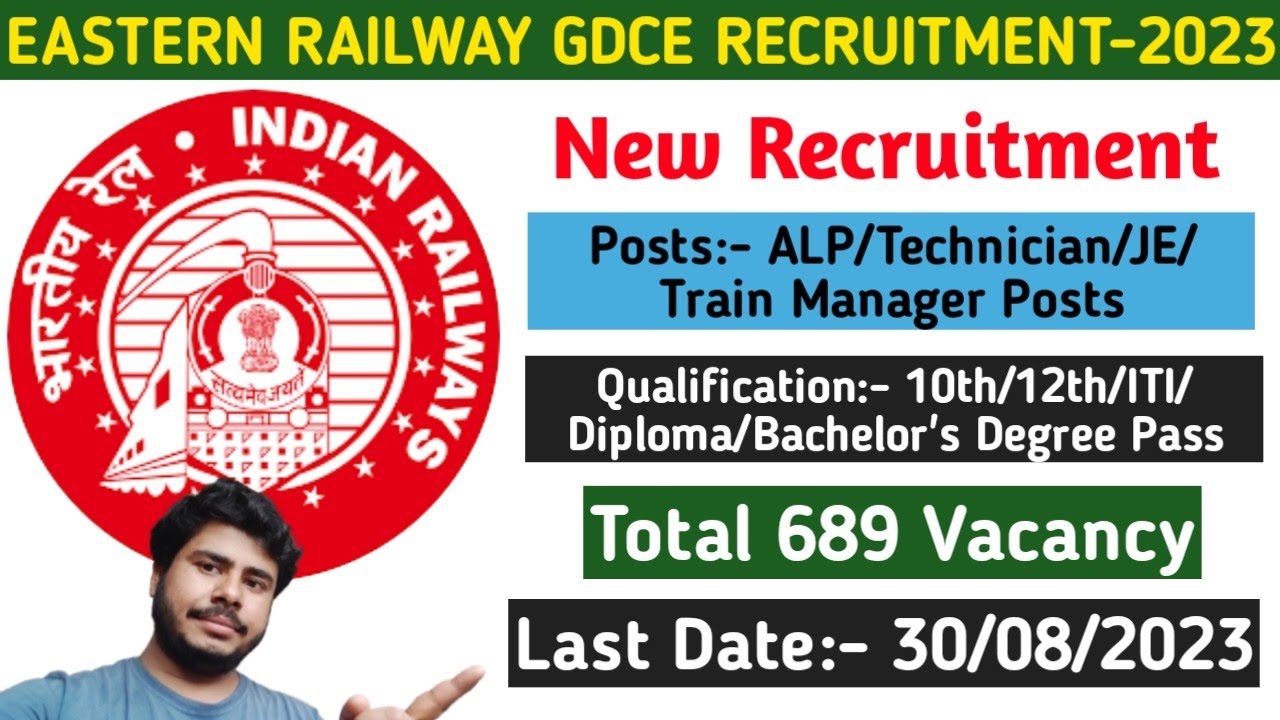 Eastern Railway GDCE New Vacancy Notice||Technician||JE||Train Manager||ALP Post||Jobless Family||