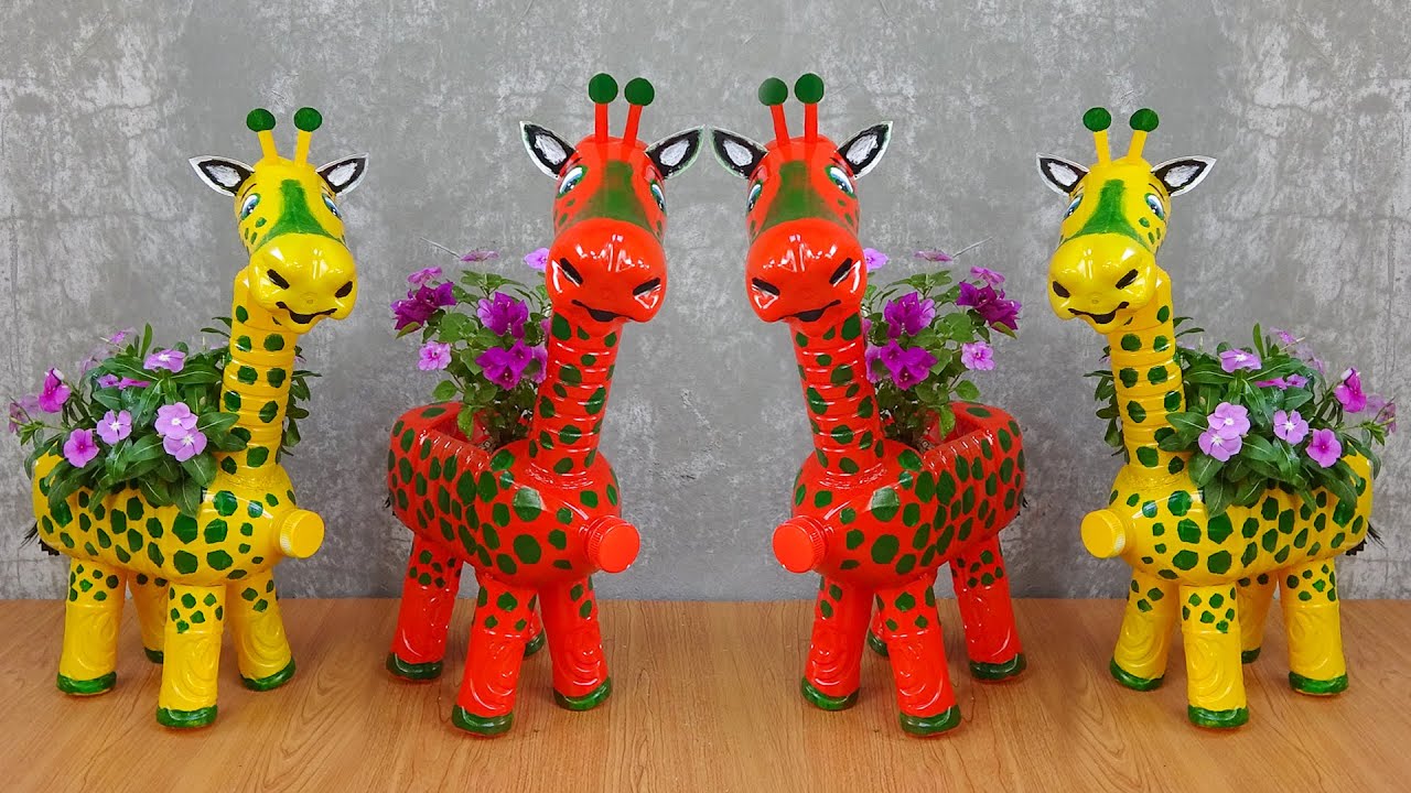 DIY Cute & Color Giraffe Plants Pots for Your Garden | Recycling Plastic Bottles For Home