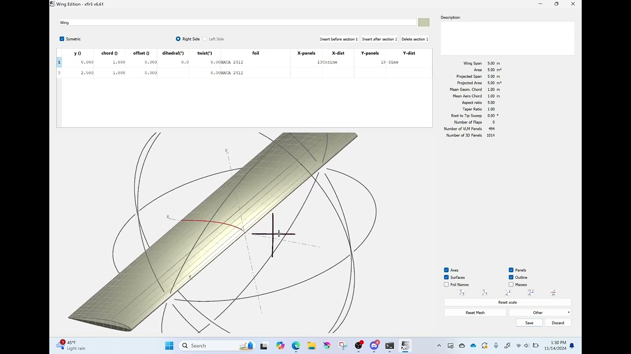 Wing Analysis in XFLR - Basic Steps, Aspect Ratio