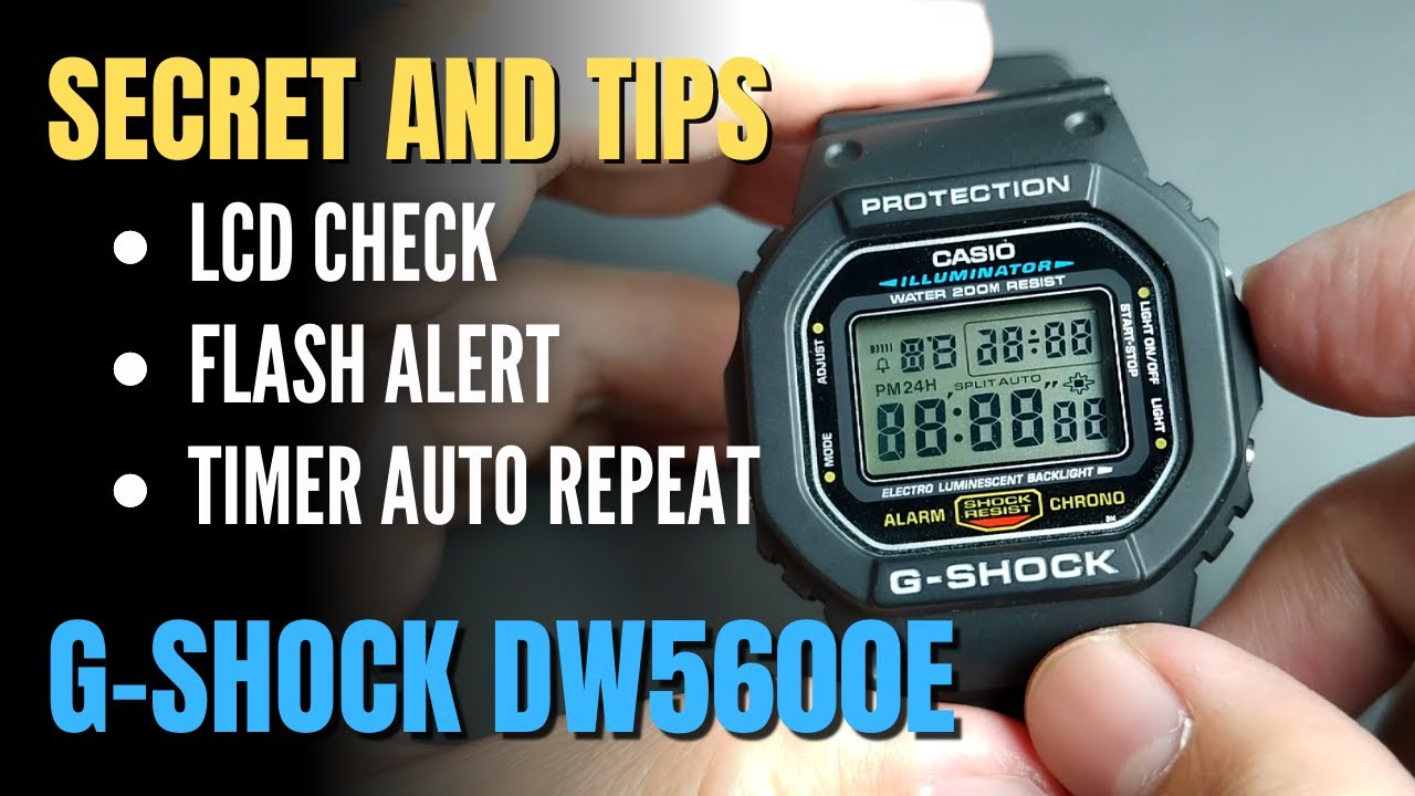 Sekrety i wskaz&oacute;wki dotyczące Casio G-Shock DW5600E / DW5600 (LCD SPRAWDŹ BŁYSK ALARM AUTOMATYCZN...