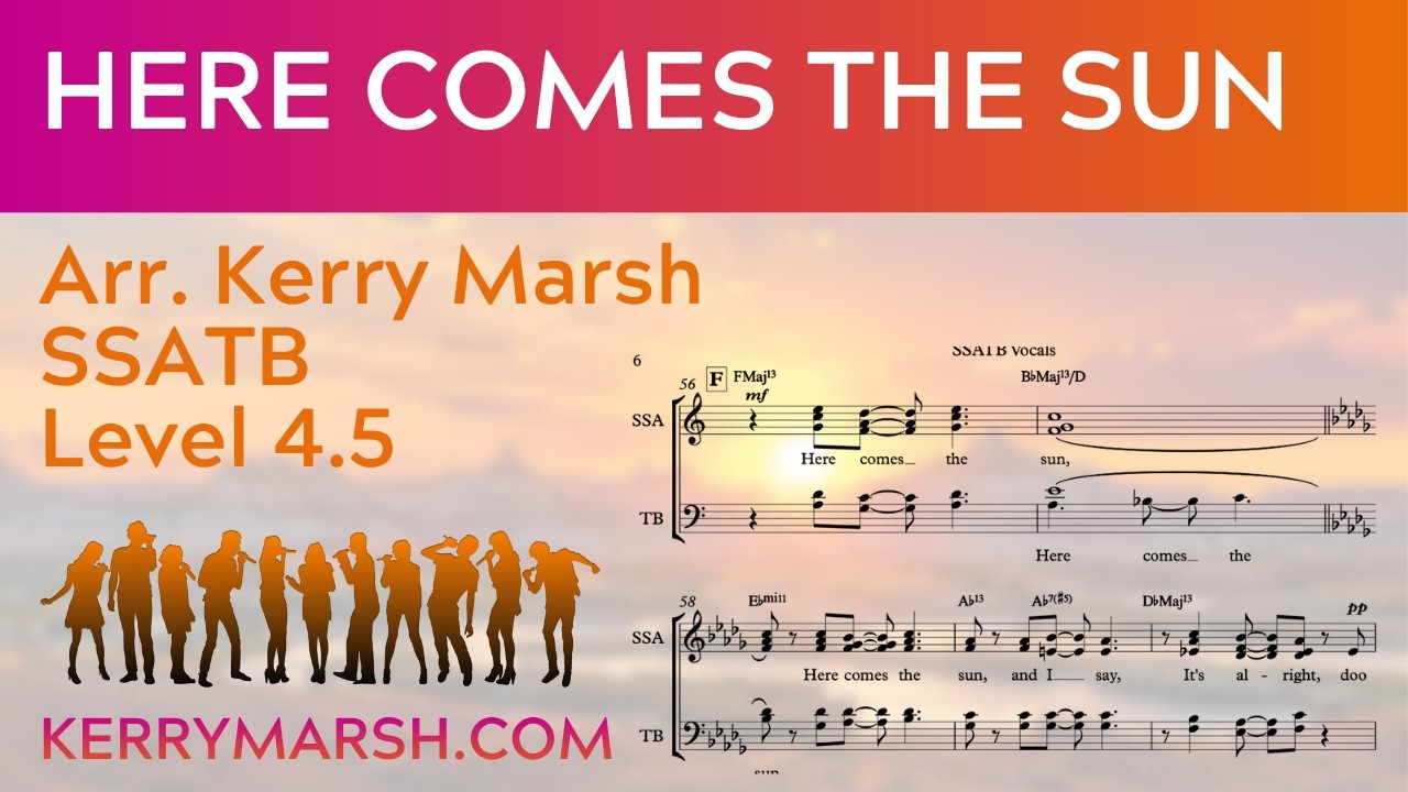 Here Comes The Sun (Big Band Version SSATB Lv 5) KerryMarsh.com Score Preview
