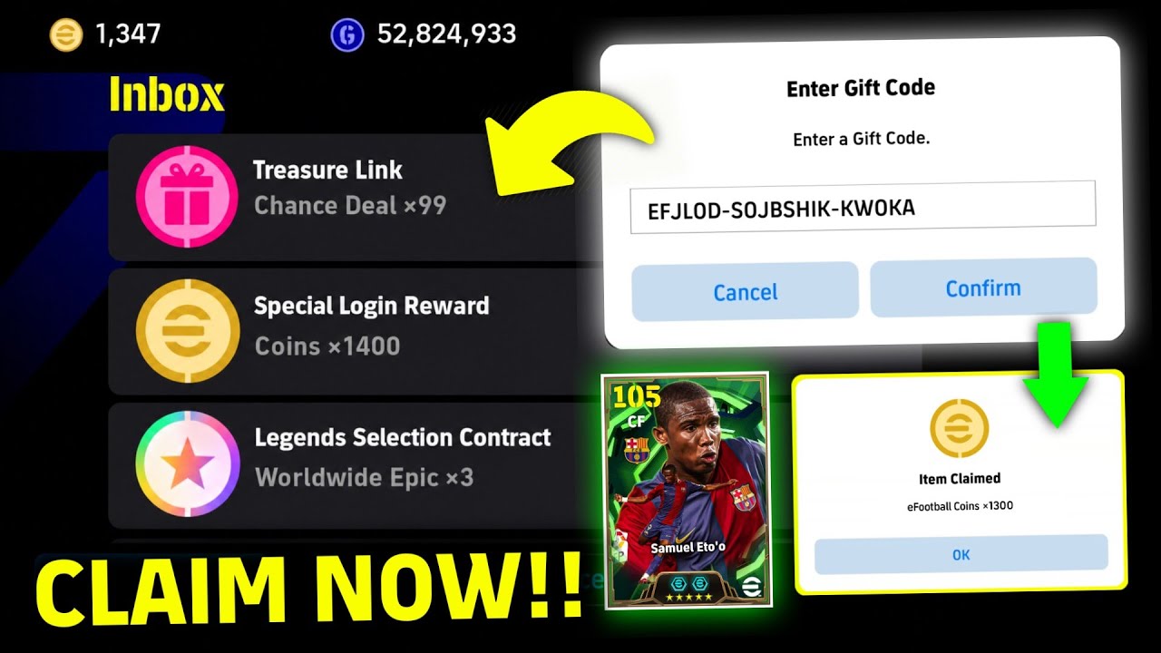 🚨 НОВЫЙ БЕСПЛАТНЫЙ ПОДАРОЧНЫЙ КОД В eFootball 2026&trade; 😍 Забирай БЕСПЛАТНЫХ эпиков прямо сейчас!