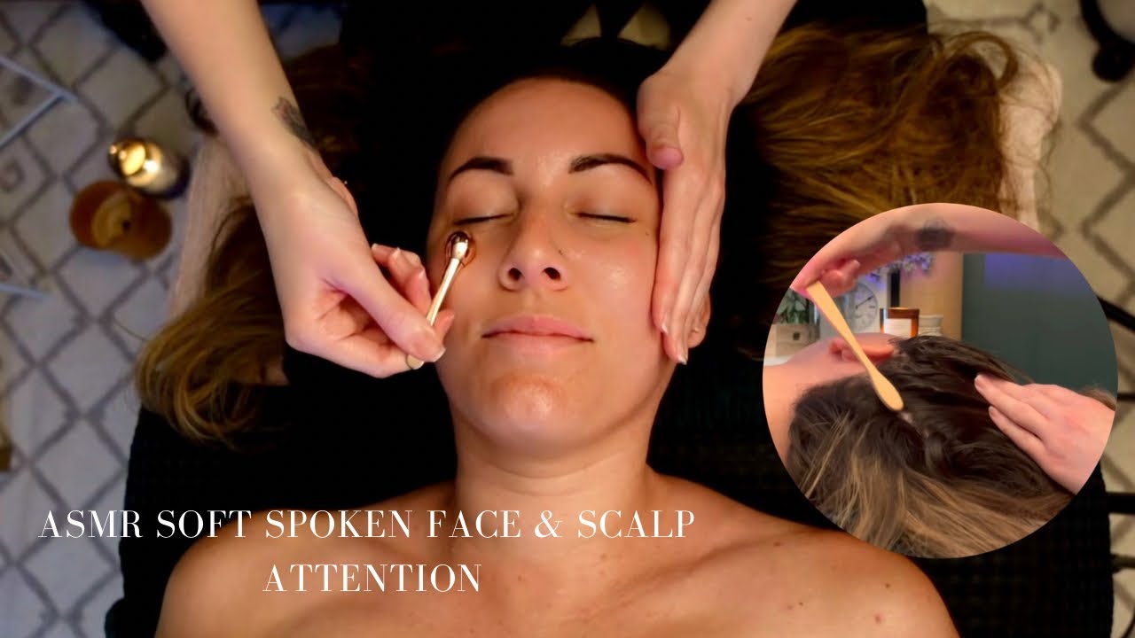 ASMR SPA Restful Face, Neck & ScalpTreatment for Stress / Gua Sha, Massage - Soft Spoken (Music)