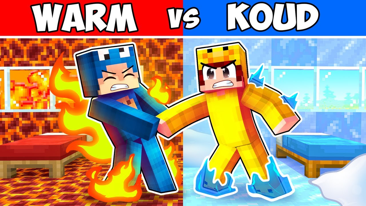 WARM vs KOUD Huis BOUW CHALLENGE In Minecraft!