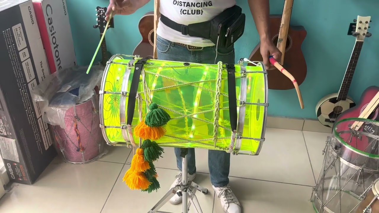 M. 8689000220 || LED LIGHT FIBER BHANGRA DHOL WITH MICROPHONE SYSTEM 🎤 🥁 || SINGH MUSICALS PANIPAT
