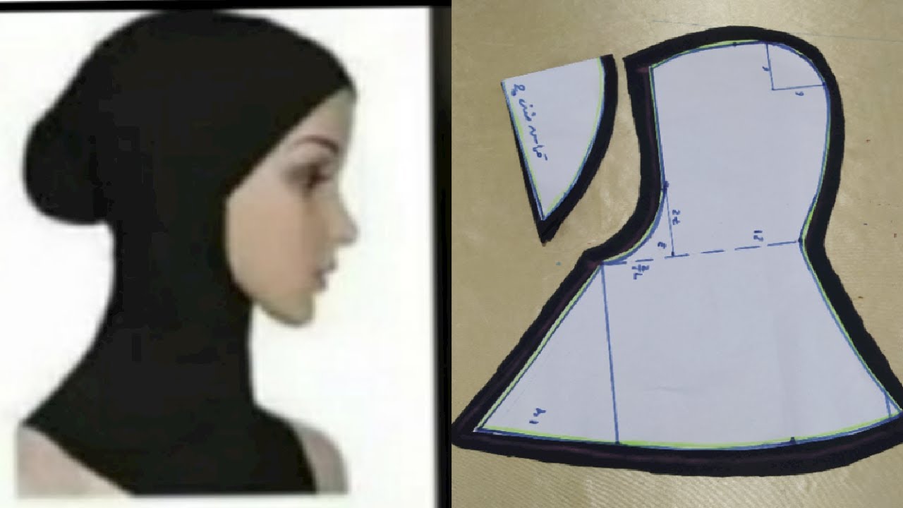 رسم باترون حجاب النينجا و تنفيذة علي القماش بكل سهولة.