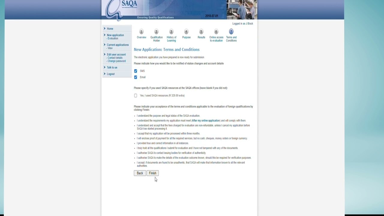 SAQA    Application Steps for Foreign Qualifications Evaluation