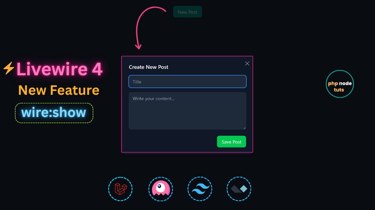 🤩Новая функция Livewire 4 ⚡ wire:show: объяснение | Модальное окно Livewire 4 | Учебное пособие п...