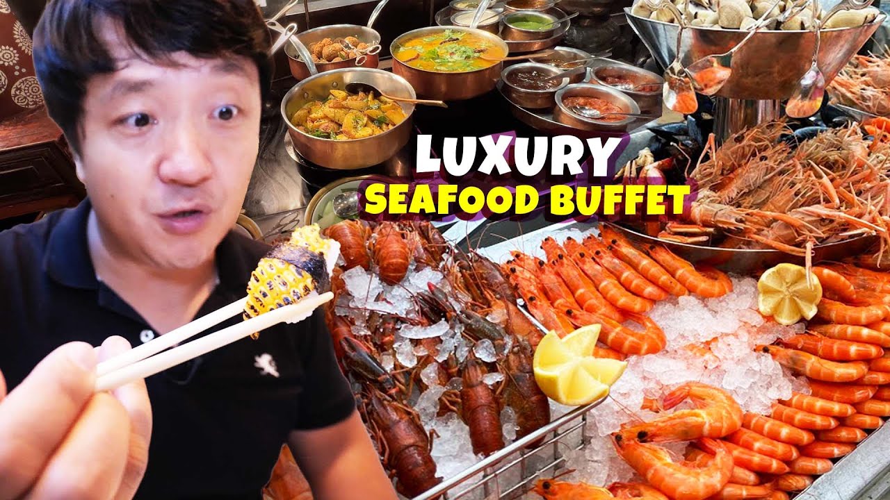 РОСКОШНЫЙ ШВЕДСКИЙ СТОЛ С СУШАМИ И КРАБАМИ, МОРЕПРОДУКТАМИ И КУХНЕЙ | ЛУЧШИЙ Шведский стол в Синг...