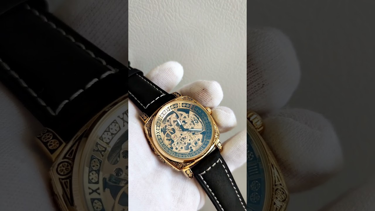 Чоловічий Механічний Годинник наручний золотого та срібного кольору Wishdoit Baron подарок Київ veko