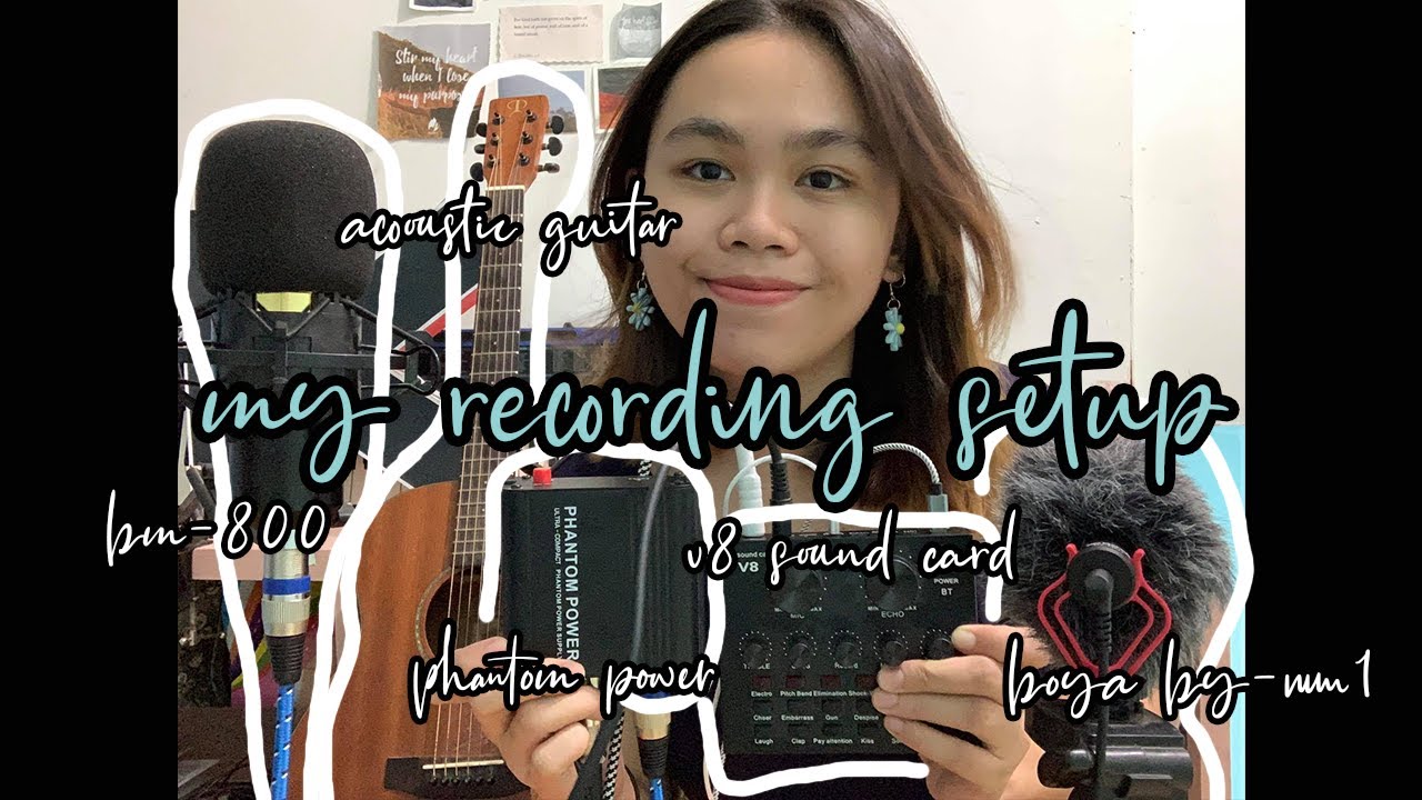 my budget-friendly recording setup 🎤🎸 | bm-800, boya by-mm1, phantom power, v8 sound card