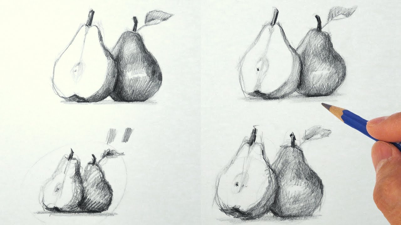 How to Draw Pears | Different Ways of Drawing Easy