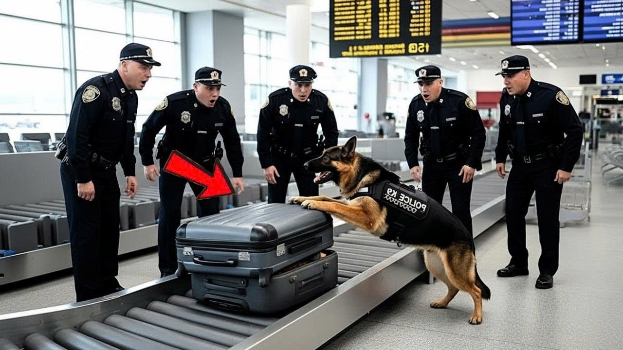 Une Journée Normale à l’Aéroport… Jusqu’à Ce que le Chien Policier Morde une Valise