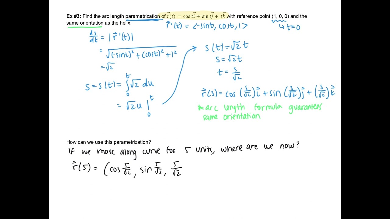 Calc 3 13.3 Notes: Arc Length & Curvature