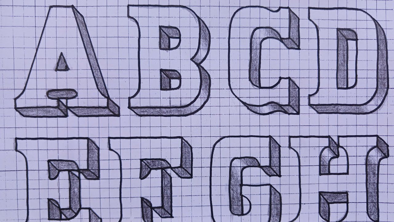 3d Drawing Capital Letter A To Z / How To Draw Alphabet Lettering AZ Easy Simple For Beginners