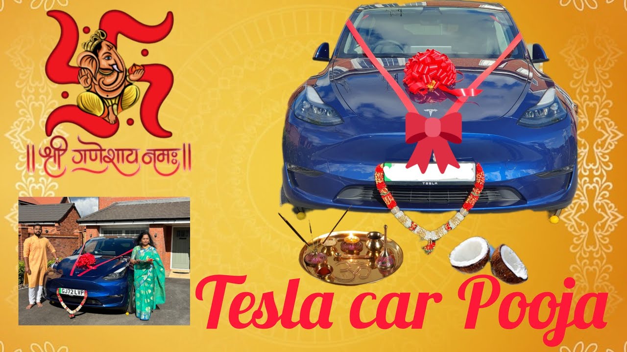 My new car pooja 🚘  #teslamodely  #tesla  #ytvideoes