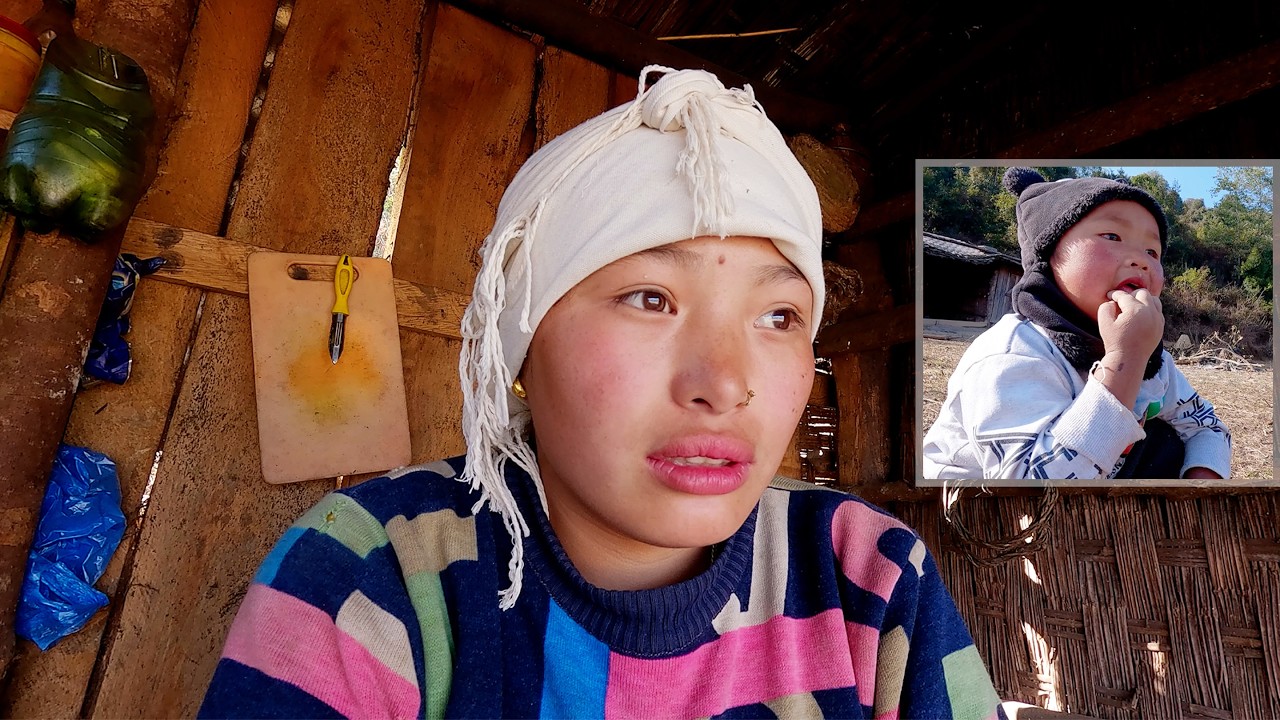 manjita rai , a young mother with her family in the Himalayan rural Nepal || shepherd life of Nepal