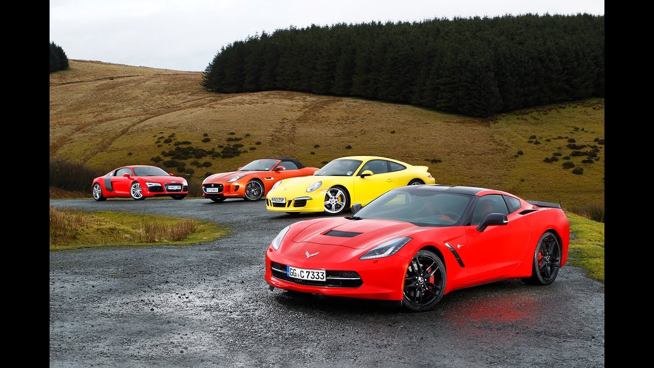 США 1, Европа 0: Chevrolet Corvette C7 Stingray против Porsche 911, Audi R8 и Jaguar F-type