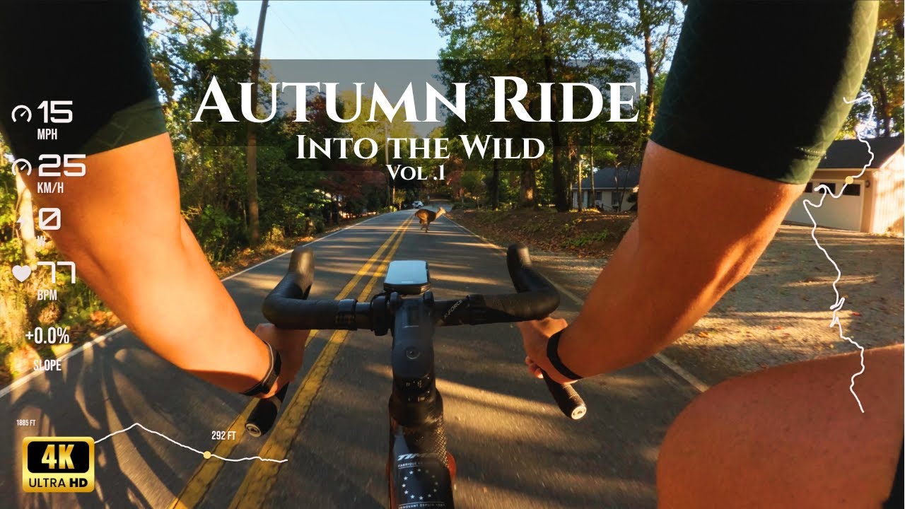 Virtual Bike Ride 4K &ndash; Autumn Cycling on Hogback Mountain | Real Sounds Cycling POV Time ADHX 45