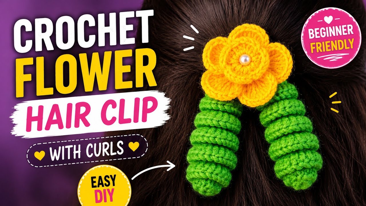 Easy Crochet Flower Hair Clip 🌼 | Beginner Friendly | Step by Step ✨🌸😍