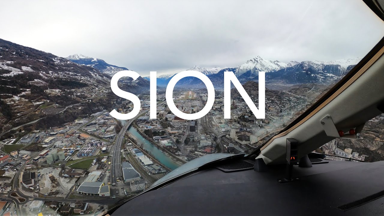 Sion, Switzerland / Approach and Landing / Cockpit POV