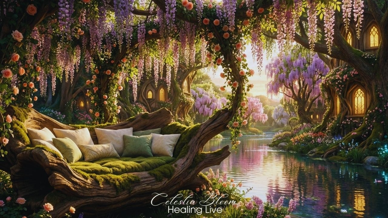 Elven Flower Sanctuary LIVE 24/7 🌸✨ | Relaxing Elf Music, Water Sounds & Peaceful Fantasy Forest