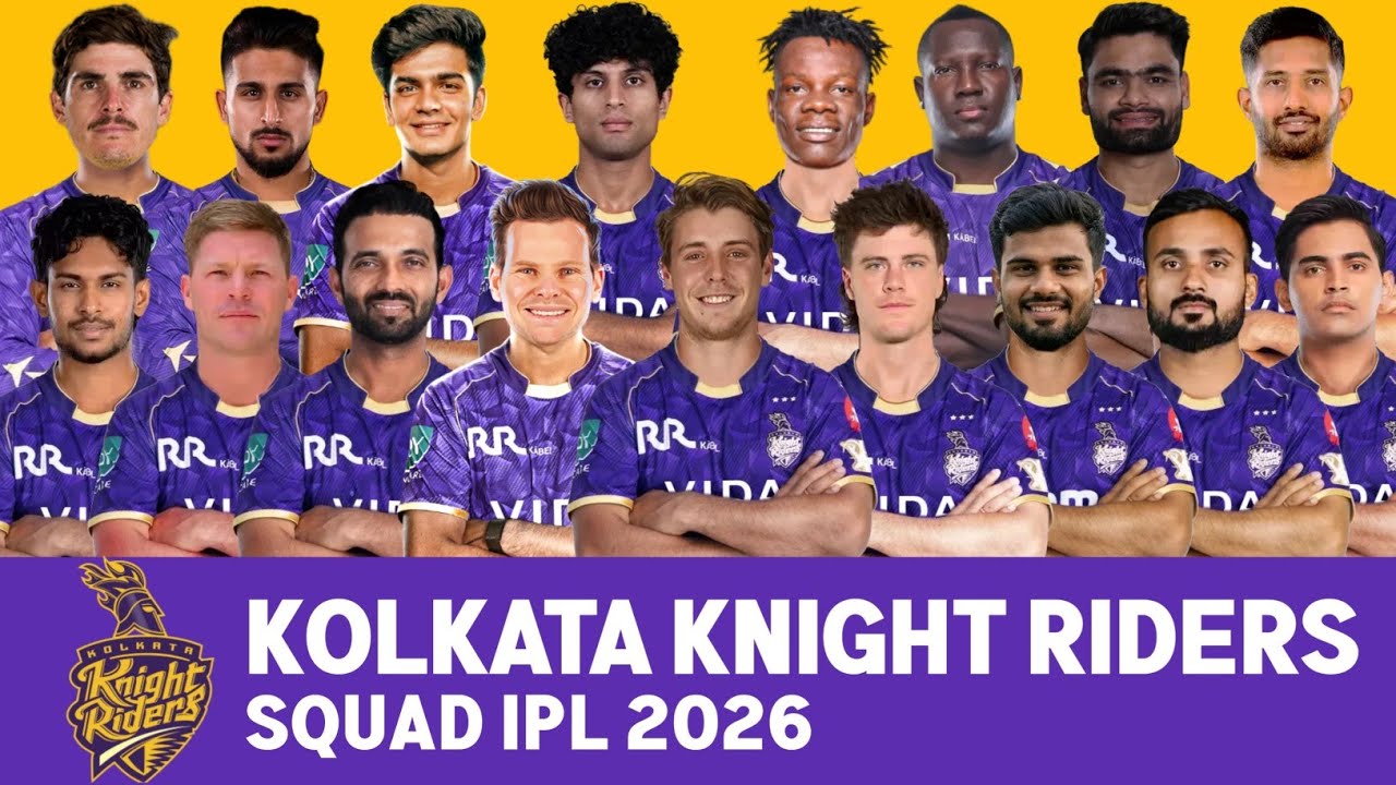 IPL 2026 - Полный состав команды Kolkata Knight Riders на финал | Список игроков команды KKR 2026...