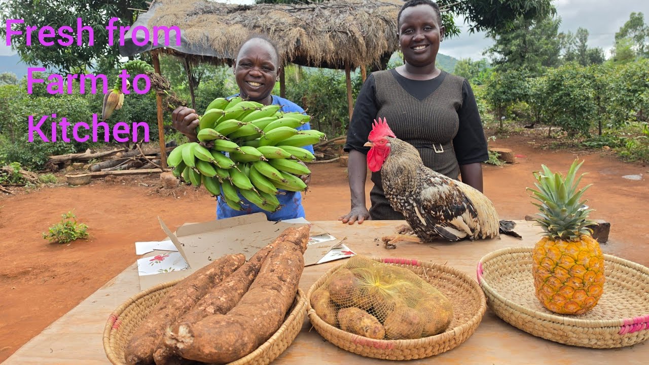 Village life Africa 🌍, harvesting  and cooking authentic food for lunch 