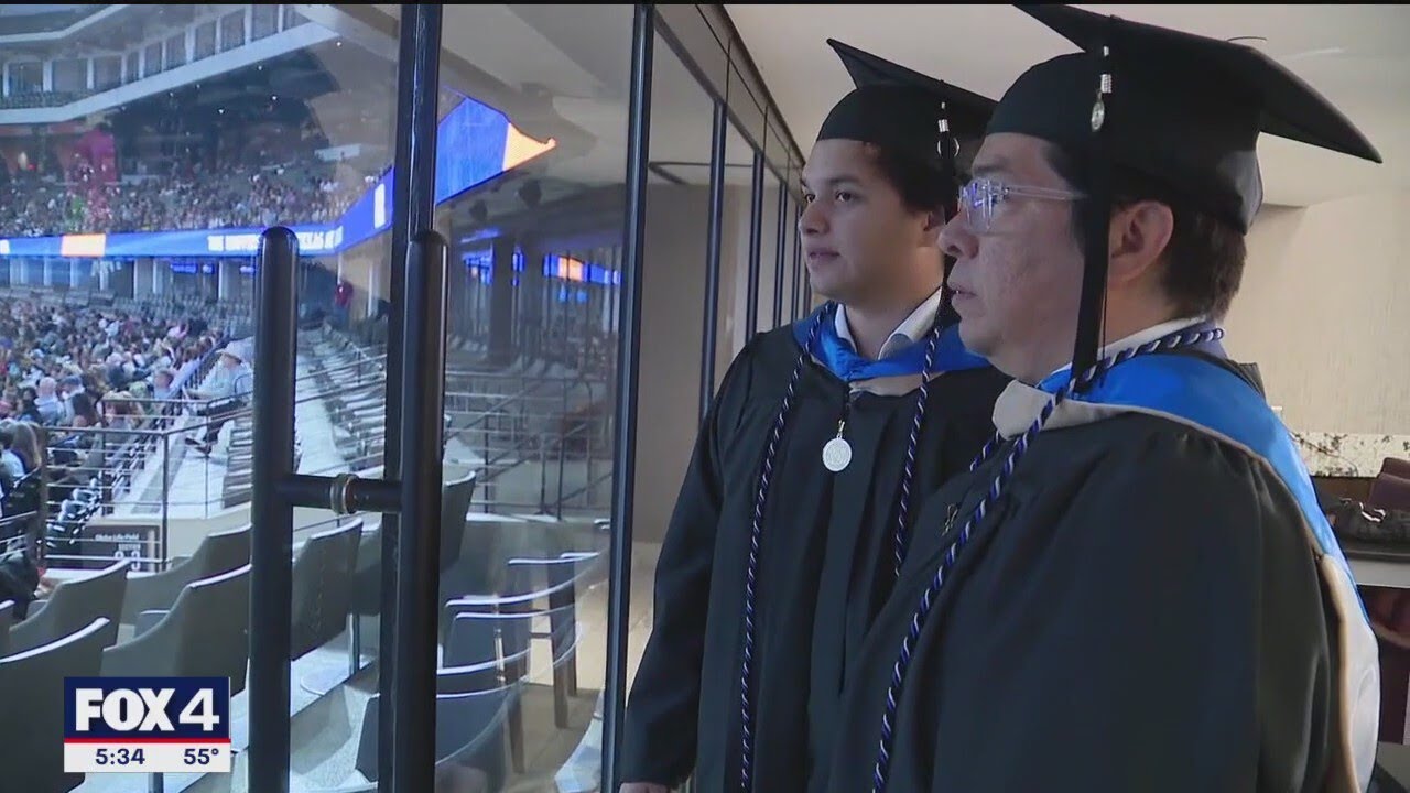Father-son duo graduates from UT Arlington with master's degrees