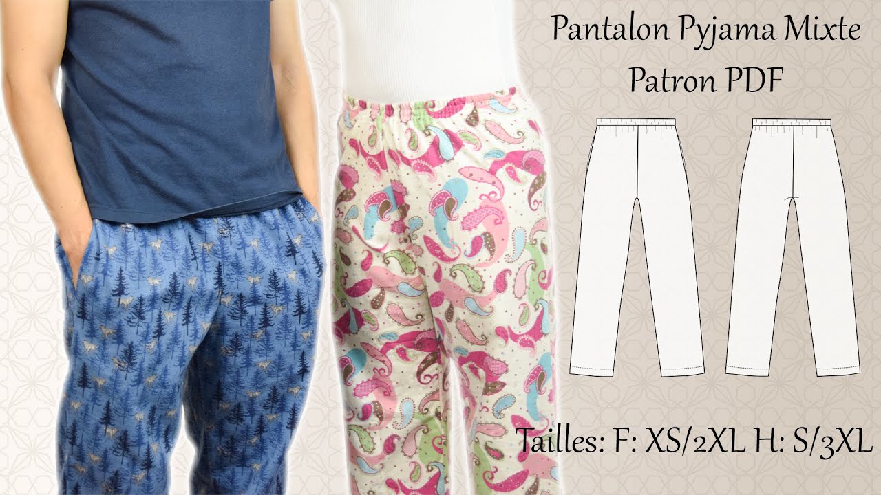 Pantalon de Pyjama Mixte Facile à Coudre - Tuto étape par étape - Patron PDF - Couture Facile Mimi