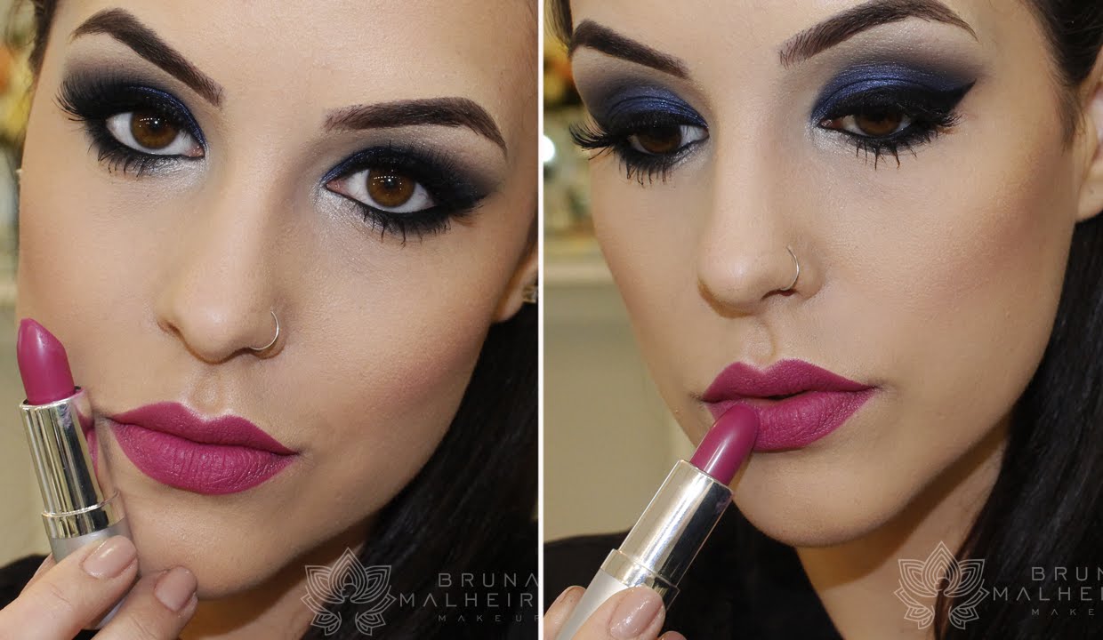 Maquiagem Ousada: Azul + Boca Pink
