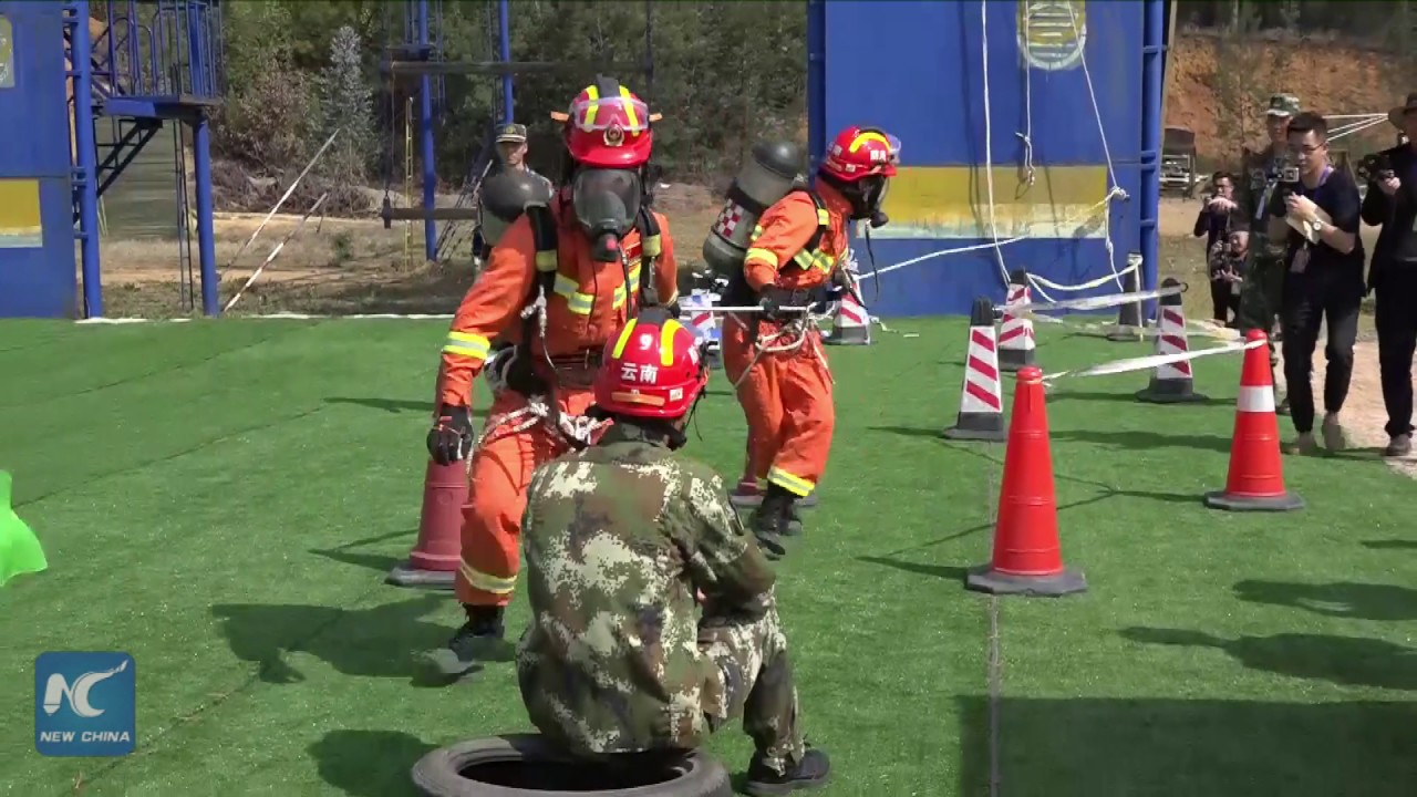 Stunning agility: Firefighters show off skill at rescue competition