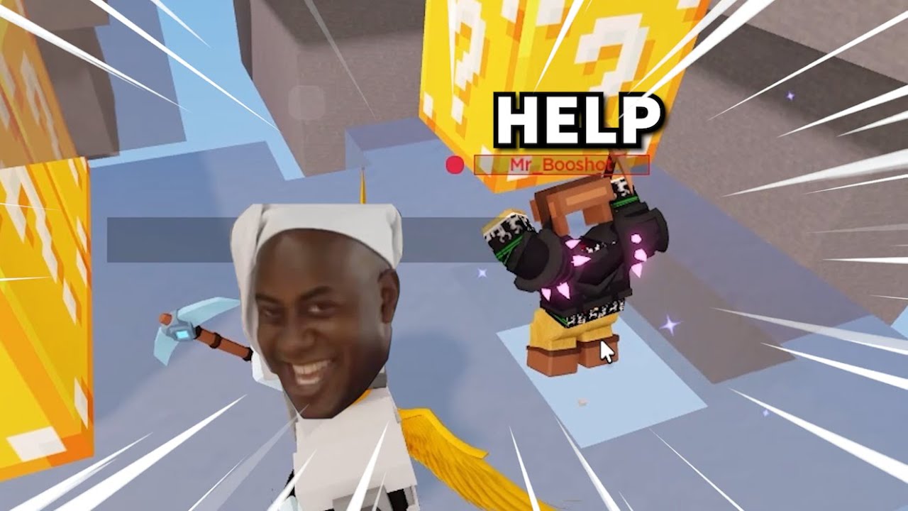 I trolled HIM.. Lucky Block RACE (Roblox Bedwars)