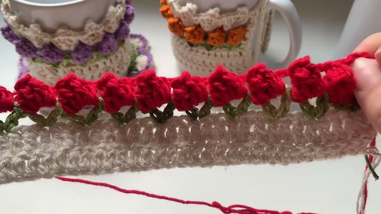 Protetor de caneca Tulipa em crochê