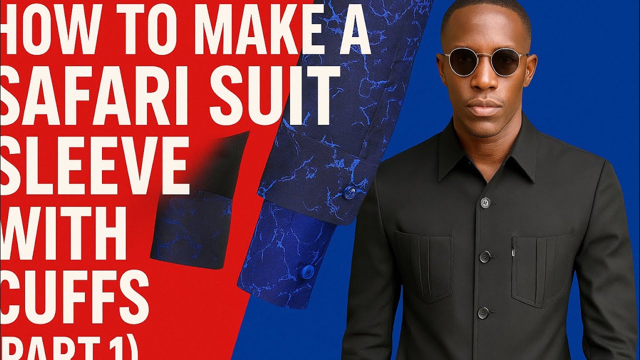How to make safari suit sleeve with cuffs (drafting )
