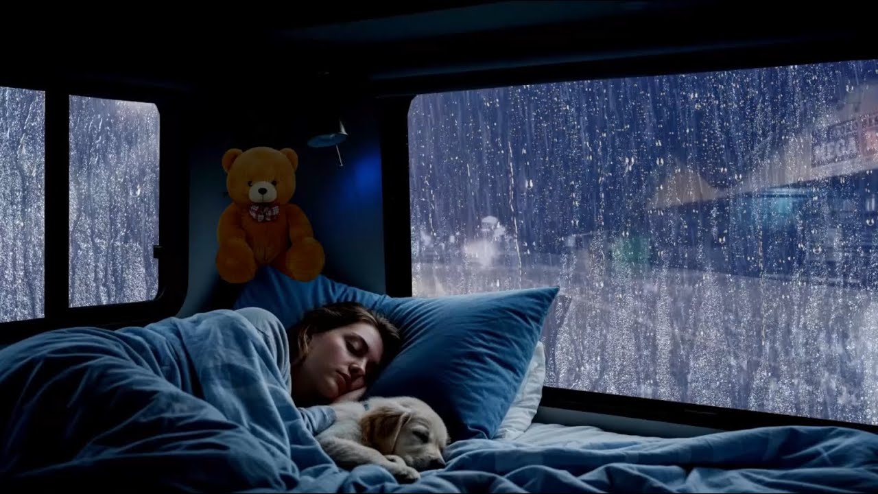 Rain Sounds on Windshield Night Drive 🚗🌧️ Car Ambience for Deep Sleep and Stress Relief