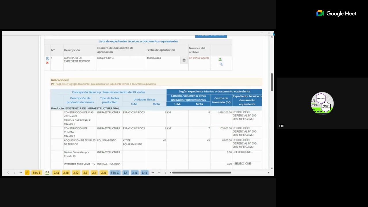 Formato N° 08-A Registros en la Fase de Ejecución para Proyectos de Inversión