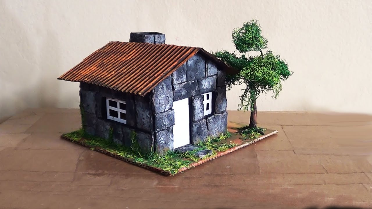 LINDA E FÁCIL!! Maquete Casinha de Pedra - DIY EASY Stone HOUSE MODEL - COMO HACER Casa De Piedra