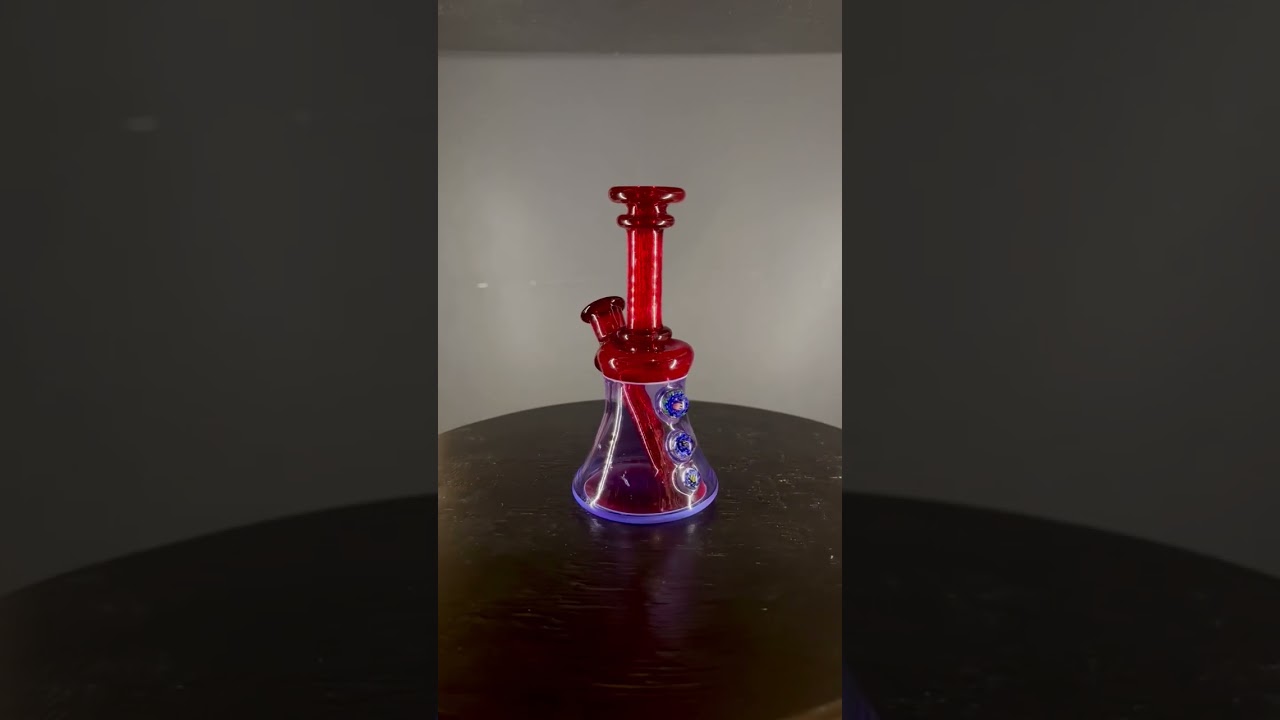 Deestrukt Glass Custom Mini Portable Dab Rig Pomegranate and Purple Rain Minitube