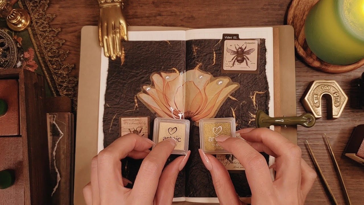 ASMR｜🌻2種類のコラージュで日記を飾る/2 collages｜Relaxing paper sound,Decorate idea
