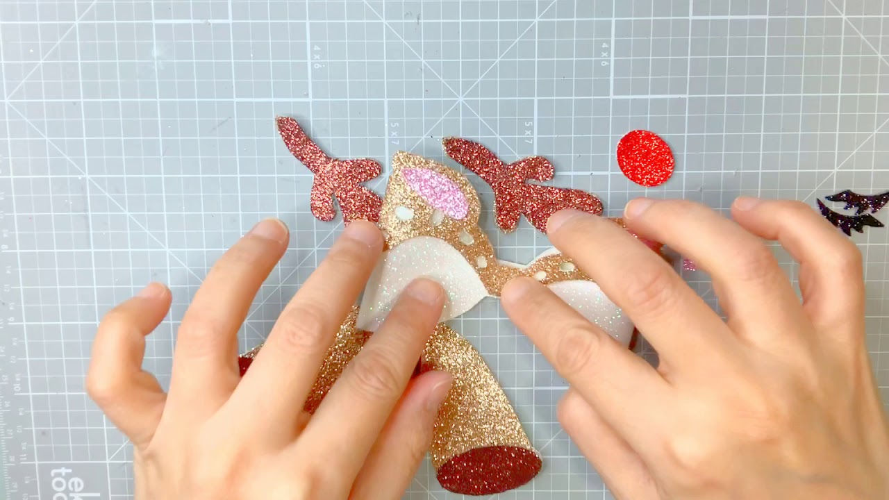 Christmas Reindeer Hair Bow|Deer Faux Leather Hair Bow Tutorial|How to make Reindeer Antlers Bow