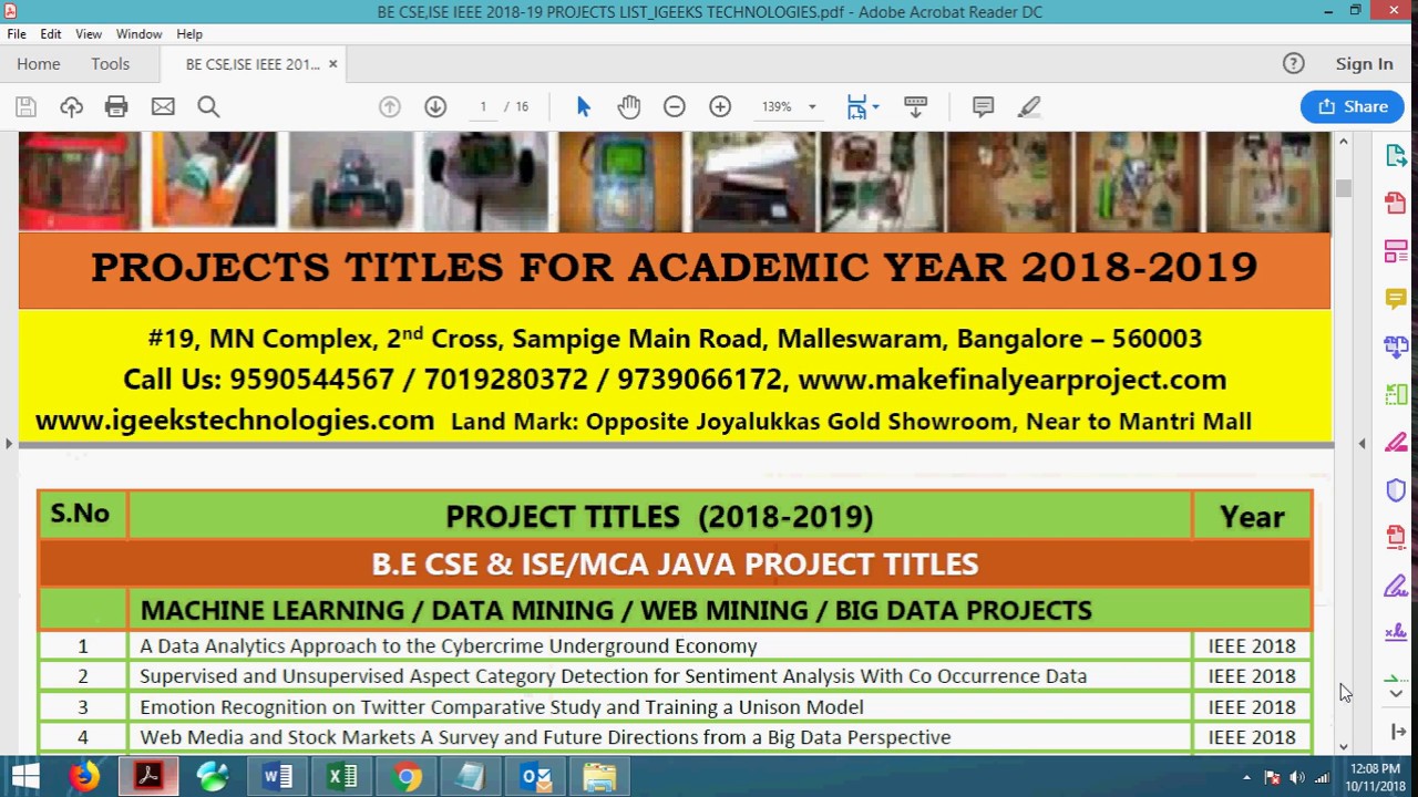 IEEE 2018 Machine Learning Project Titles