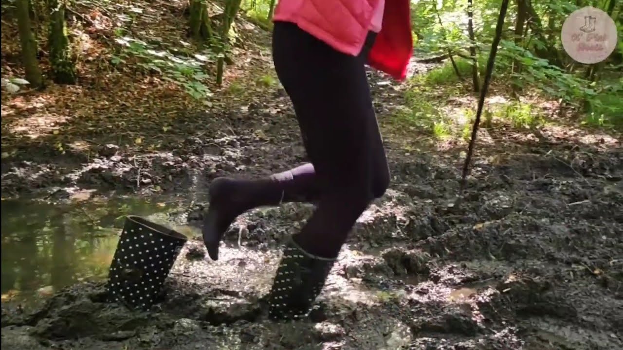 A muddy trail in my rubber boots 