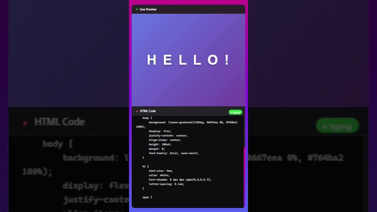 Hello Text Animation Usign Css. #shorts #viral #css #html #coding #developer #animation
